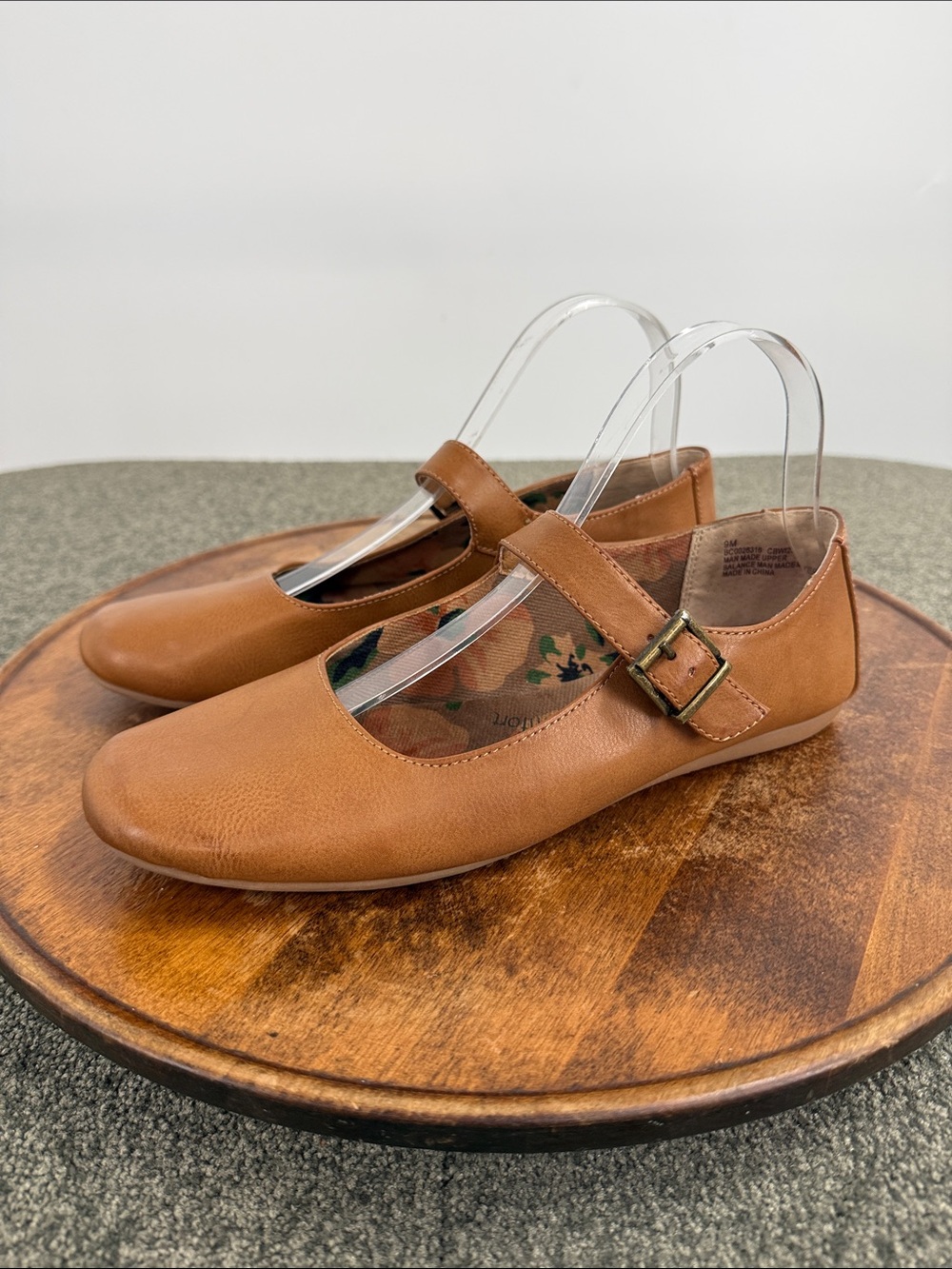b.o.c. Shoe Wm 9 M Brown Leather Mary Jane Flats Buckle Strap Pippa Boho Comfort